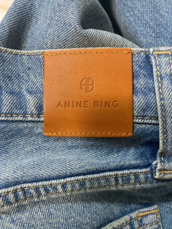 Anine Bing Organic Cotton Roy Jeans Size 24 Nordic Blue Split Hem Button Fly - Picture 6 of 8